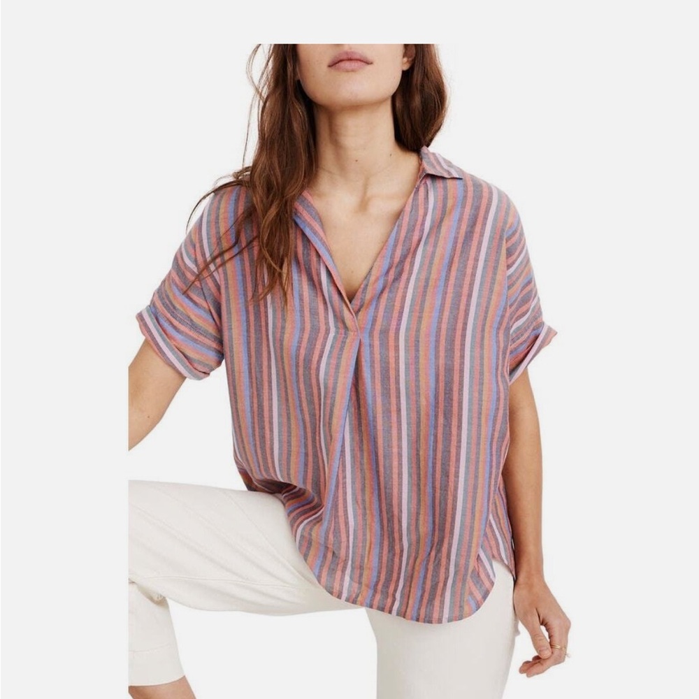 Madewell stripped popover shirt